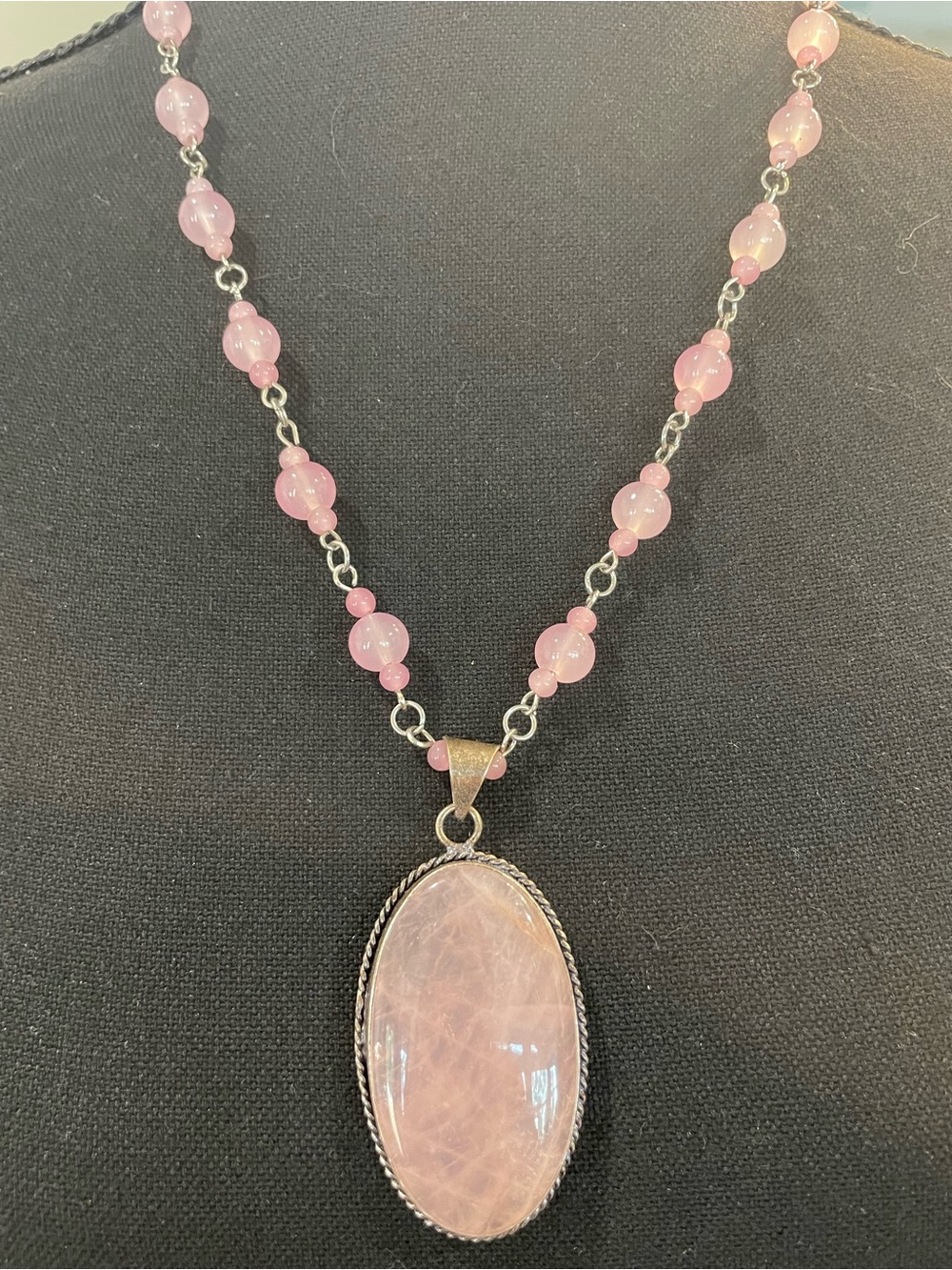 Rose Quartz Pendant Necklace - Pink Beaded Women's Jewelry